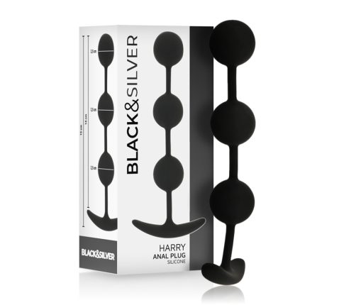 BLACK&SILVER - HARRY ANAL ROSARY 3 SILICONE SPHERES 14 CM