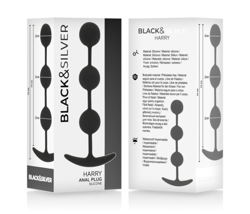 BLACK&SILVER - HARRY ANAL ROSARY 3 SILICONE SPHERES 14 CM