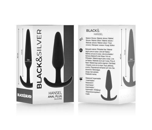 BLACK&SILVER - HANSEL SILICONE ANAL PLUG WITH SMALL HANDLE