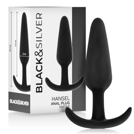 BLACK&SILVER - HANSEL SILICONE ANAL PLUG WITH SMALL HANDLE BLACK&SILVER - HANSEL SILICONE ANAL PLUG WITH SMALL HANDLE