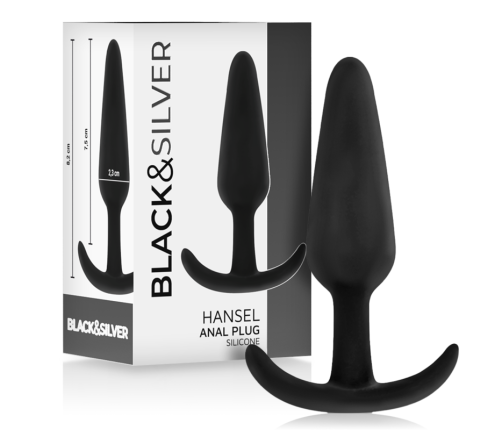 BLACK&SILVER - HANSEL SILICONE ANAL PLUG WITH SMALL HANDLE