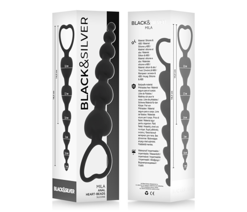 BLACK&SILVER - MILA ANAL CHAIN OF HEARTS 18 CM