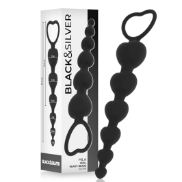BLACK&SILVER - MILA ANAL CHAIN OF HEARTS 18 CM BLACK&SILVER - MILA ANAL CHAIN OF HEARTS 18 CM