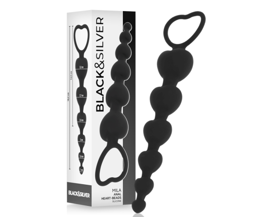BLACK&SILVER - MILA ANAL CHAIN OF HEARTS 18 CM