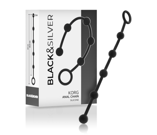 BLACK&SILVER - KORG ANAL ROSARY SILICONE INITIATION 21 CM