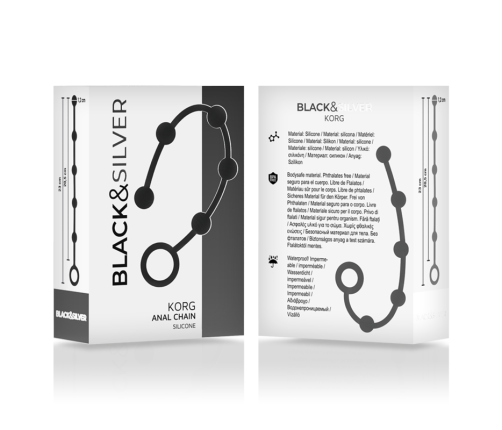 BLACK&SILVER - KORG ANAL ROSARY SILICONE INITIATION 21 CM