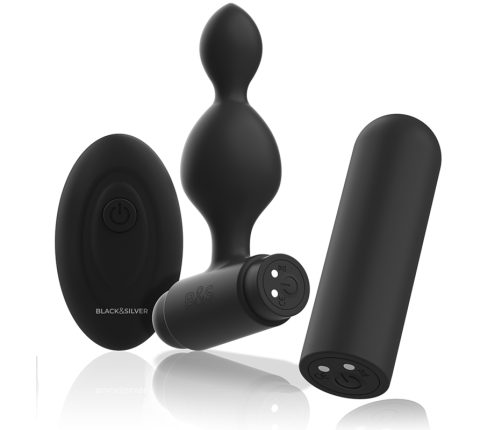 BLACK&SILVER - TUCKER SMALL SILICONE ANAL PLUG REMOTE CONTROL