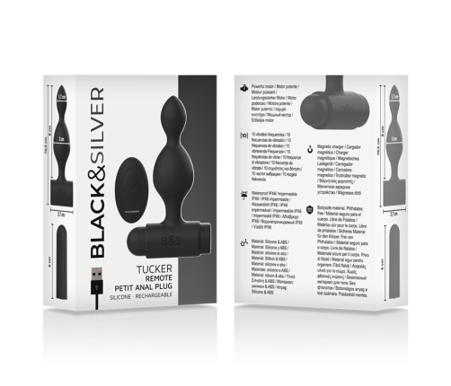BLACK&SILVER - TUCKER SMALL SILICONE ANAL PLUG REMOTE CONTROL
