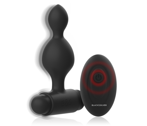 BLACK&SILVER - TUCKER SMALL SILICONE ANAL PLUG REMOTE CONTROL