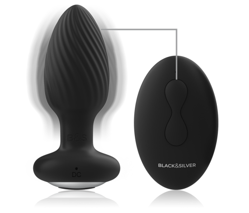 BLACK&SILVER - WELLS PLUG SILICONE ANAL ROTATOR REMOTE CONTROL