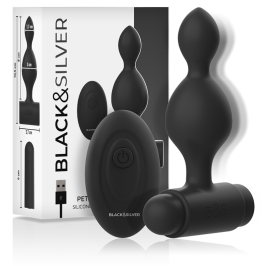 BLACK&SILVER - TUCKER SMALL SILICONE ANAL PLUG REMOTE CONTROL BLACK&SILVER - TUCKER SMALL SILICONE ANAL PLUG REMOTE CONTROL