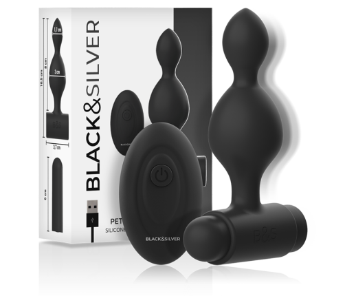 BLACK&SILVER - TUCKER SMALL SILICONE ANAL PLUG REMOTE CONTROL
