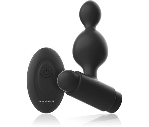 BLACK&SILVER - TUCKER SMALL SILICONE ANAL PLUG REMOTE CONTROL