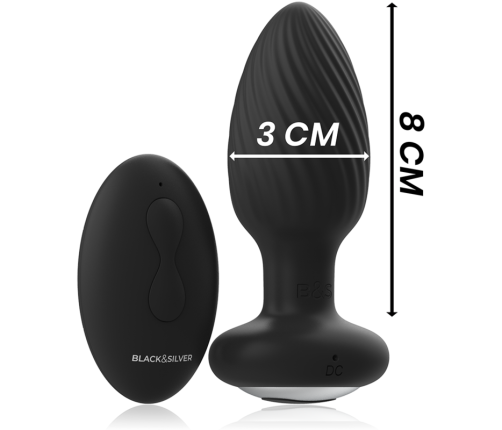 BLACK&SILVER - WELLS PLUG SILICONE ANAL ROTATOR REMOTE CONTROL