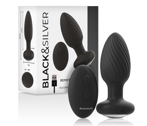 BLACK&SILVER - WELLS PLUG SILICONE ANAL ROTATOR REMOTE CONTROL