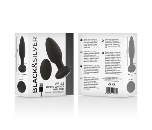 BLACK&SILVER - WELLS PLUG SILICONE ANAL ROTATOR REMOTE CONTROL