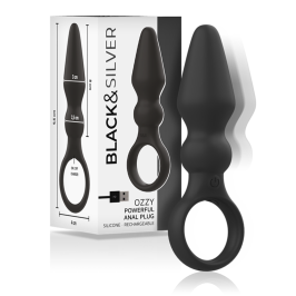 BLACK&SILVER - OZZY POWERFUL SILICONE ANAL PLUG BLACK&SILVER - OZZY POWERFUL SILICONE ANAL PLUG