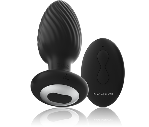 BLACK&SILVER - WELLS PLUG SILICONE ANAL ROTATOR REMOTE CONTROL