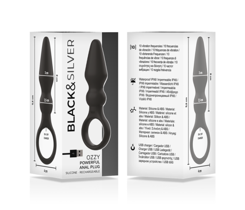 BLACK&SILVER - OZZY POWERFUL SILICONE ANAL PLUG