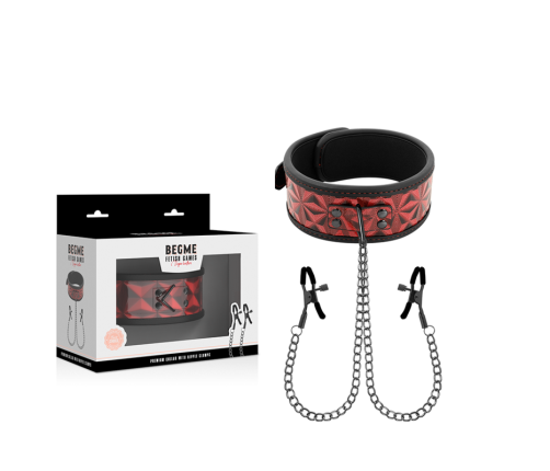 BEGME - RED EDITION COLLAR WITH NIPPLE CLAMPS WITH NEOPRENE LINING