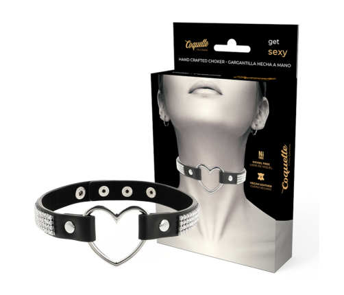 COQUETTE CHIC DESIRE - VEGAN LEATHER CHOKER WITH HEART
