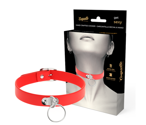 COQUETTE CHIC DESIRE - COLLAR CUERO VEGANO ROJO ACCESORIO WOMAN FETISH