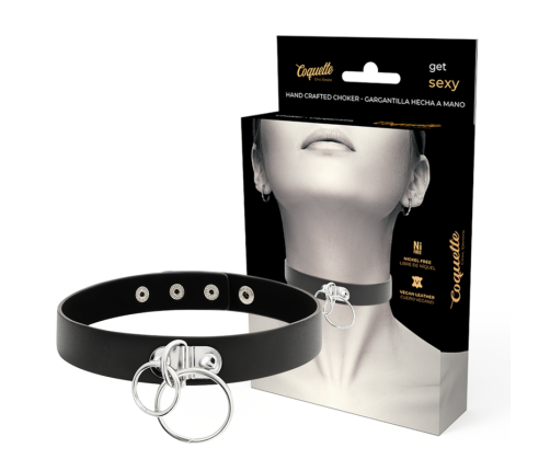 COQUETTE CHIC DESIRE - DOUBLE RING VEGAN LEATHER CHOKER