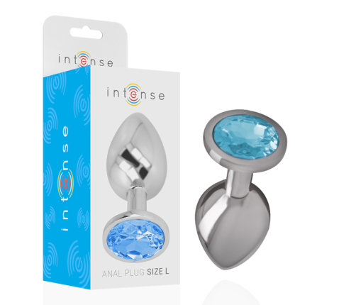 INTENSE - ALUMINUM METAL ANAL PLUG WITH BLUE CRYSTAL SIZE L
