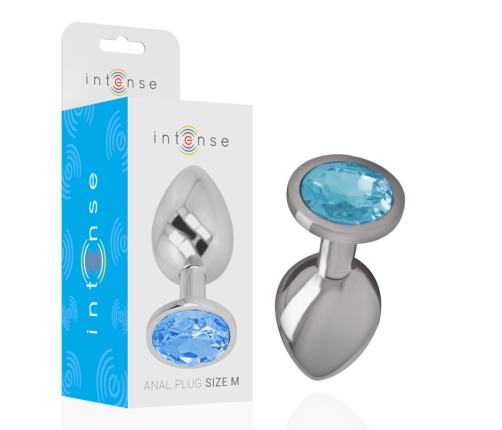 INTENSE - ALUMINUM METAL ANAL PLUG WITH BLUE GLASS SIZE M