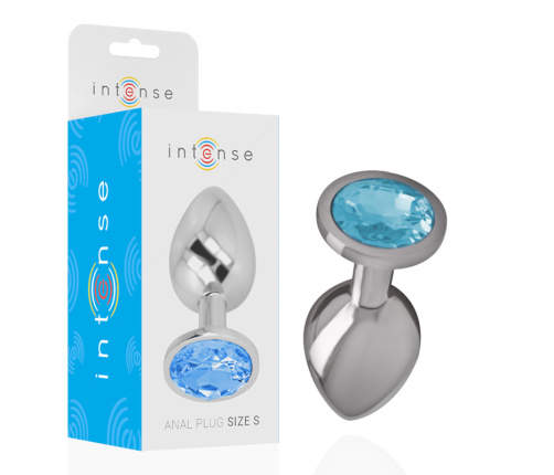 INTENSE - ALUMINUM METAL ANAL PLUG WITH BLUE CRYSTAL SIZE S