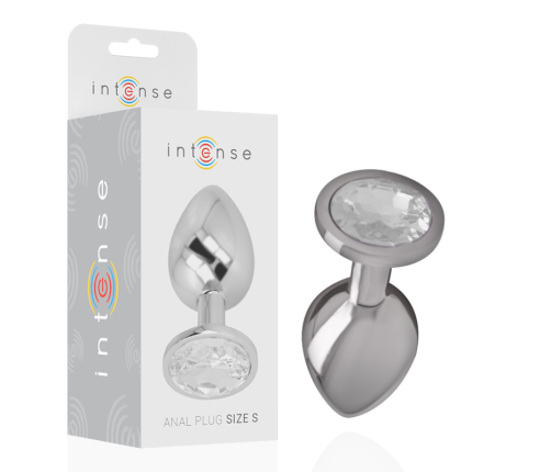 INTENSE - ALUMINUM METAL ANAL PLUG WITH SILVER CRYSTAL SIZE S