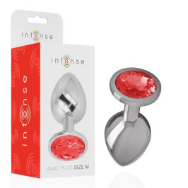 INTENSE - METAL ANAL PLUG WITH RED CRYSTAL SIZE M INTENSE - METAL ANAL PLUG WITH RED CRYSTAL SIZE M