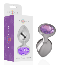 INTENSE - ALUMINUM METAL ANAL PLUG WITH VIOLET CRYSTAL SIZE M INTENSE - ALUMINUM METAL ANAL PLUG WITH VIOLET CRYSTAL SIZE M