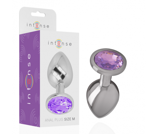 INTENSE - ALUMINUM METAL ANAL PLUG WITH VIOLET CRYSTAL SIZE M