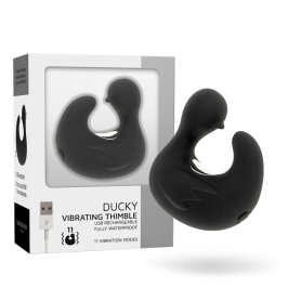 BLACK&SILVER - DUCKYMANIA RECHARGEABLE SILICONE STIMULATING DUCK THIMBLE BLACK&SILVER - DUCKYMANIA RECHARGEABLE SILICONE STIMULATING DUCK THIMBLE