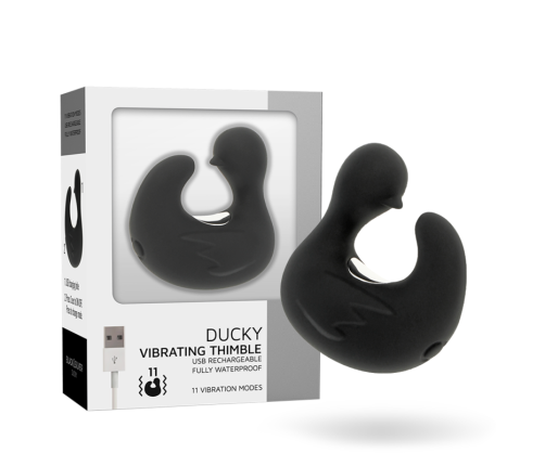 BLACK&SILVER - DUCKYMANIA RECHARGEABLE SILICONE STIMULATING DUCK THIMBLE