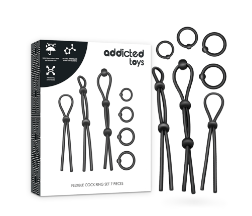 ADDICTED TOYS - FLEXIBLE SILICONE COCK RING SET 7 PIECES