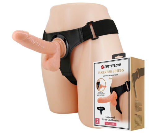 PRETTY LOVE - HARNESS BRIEFS UNIVERSAL HARNESS WITH DILDO TOM 20 CM NATURAL