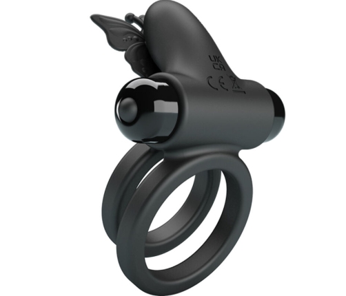 PRETTY LOVE - DOUBLE VIBRATING RING WITH BLACK STIMULATOR