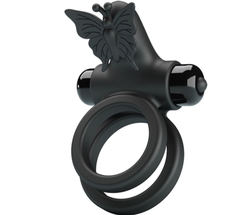 PRETTY LOVE - DOUBLE VIBRATING RING WITH BLACK STIMULATOR