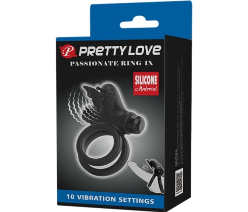 PRETTY LOVE - DOUBLE VIBRATING RING WITH BLACK STIMULATOR