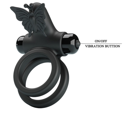 PRETTY LOVE - DOUBLE VIBRATING RING WITH BLACK STIMULATOR