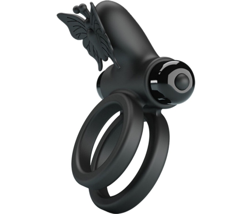 PRETTY LOVE - DOUBLE VIBRATING RING WITH BLACK STIMULATOR