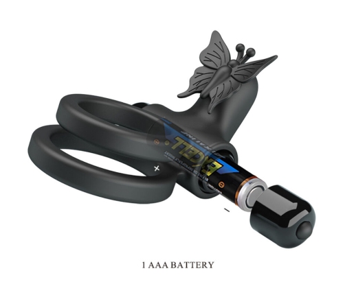 PRETTY LOVE - DOUBLE VIBRATING RING WITH BLACK STIMULATOR