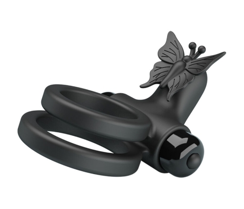 PRETTY LOVE - DOUBLE VIBRATING RING WITH BLACK STIMULATOR