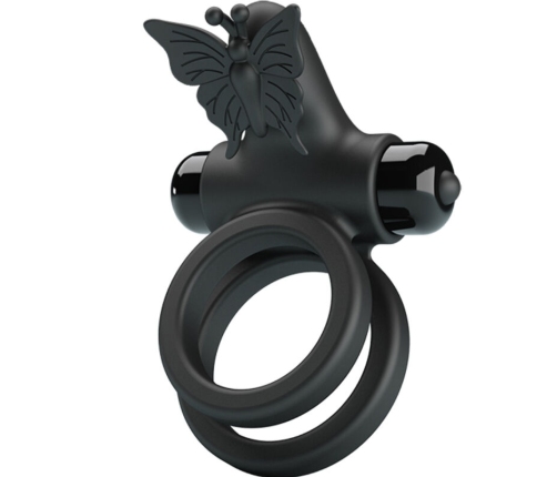 PRETTY LOVE - DOUBLE VIBRATING RING WITH BLACK STIMULATOR