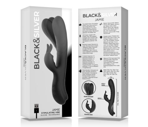 BLACK&SILVER - JAMIE RECHARGEABLE SILICONE RABBIT STIMULATOR BLACK