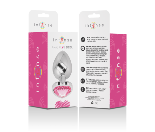 INTENSE - ALUMINUM METAL ANAL PLUG PINK HEART SIZE L