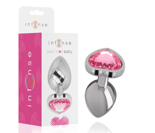 INTENSE - ALUMINUM METAL ANAL PLUG PINK HEART SIZE L
