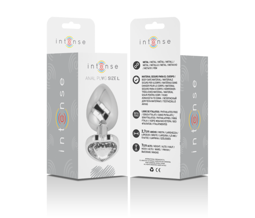 INTENSE - ANAL PLUG METAL ALUMINUM WHITE HEART SIZE L